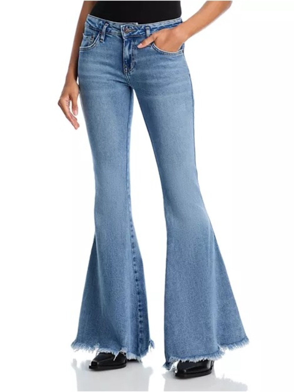 We The Free  Emre Flare Light Blue Frayed-Hem Flare Jeans